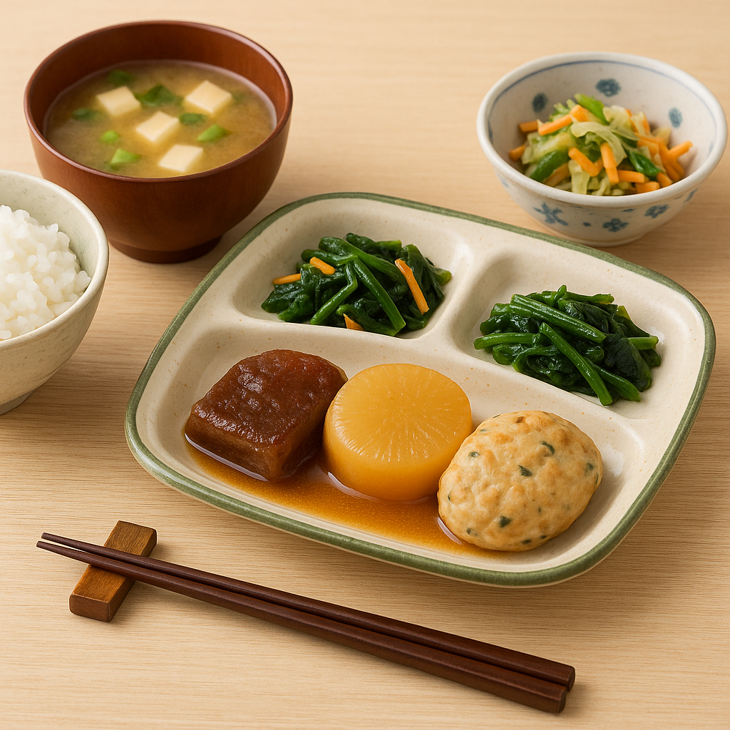 バランスの取れた和食弁当の写真風イメージ
